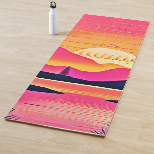 Tapis De Yoga Coucher de soleil sur Pink Lake Art