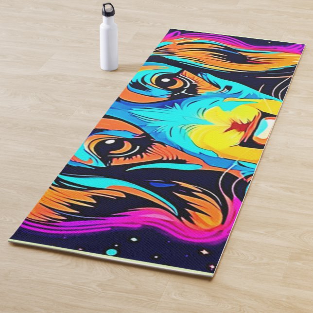 Tapis De Yoga Couleur électrique Pop Canine Art (En situation)