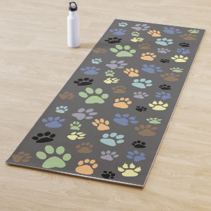 Tapis De Yoga Couleurs rétro Empreintes de pattes de chiens ou 