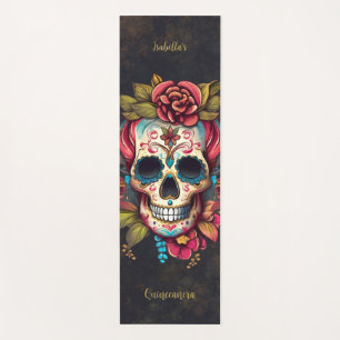 Tapis De Yoga Crâne à sucre floral Quinceanera Anniversaire