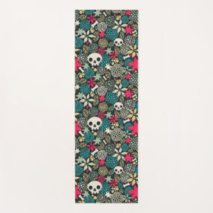 Tapis De Yoga Crâne en fleurs