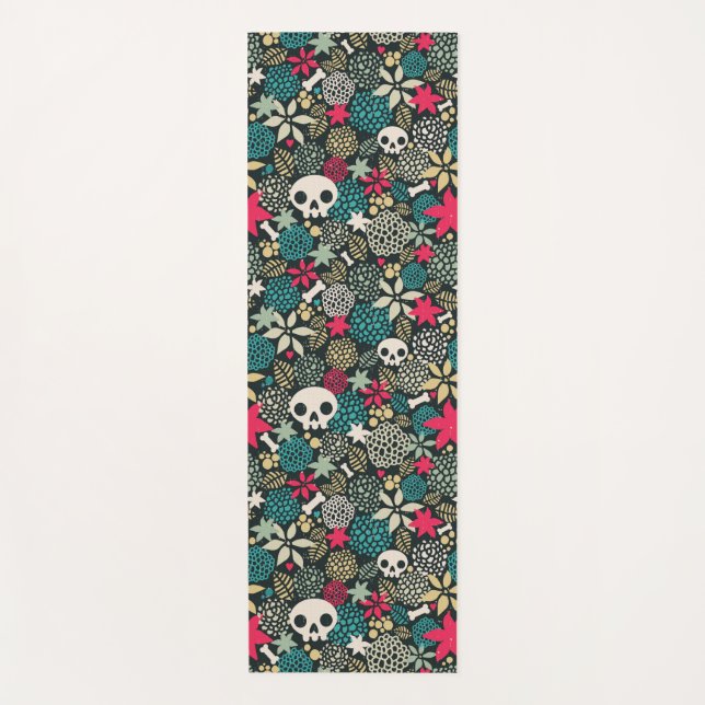 Tapis De Yoga Crâne en fleurs (Devant)