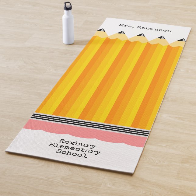 Tapis De Yoga Crayon enseignant avec nom (En situation)