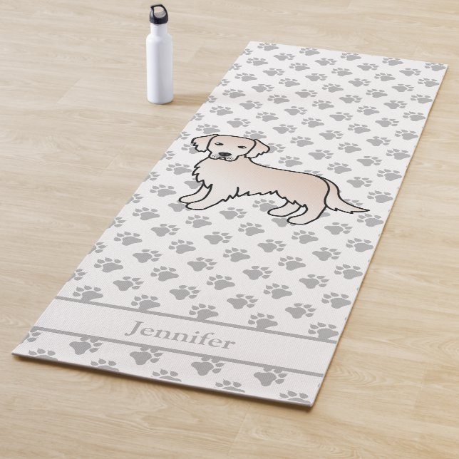 Tapis De Yoga Crème anglaise Golden Retriever Chien & Nom person (En situation)