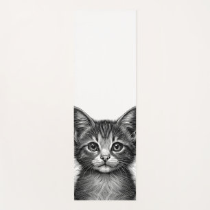Tapis De Yoga Croquis adorable d'un jeune chat  