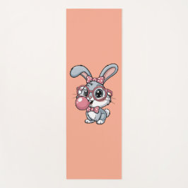 Tapis De Yoga Cute Bunny with Glasses Blowing Bubble Gum