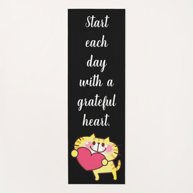 Tapis De Yoga Cute Chat Avec Un Coeur (Devant)