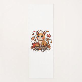 Tapis De Yoga Cute Chat En Automne