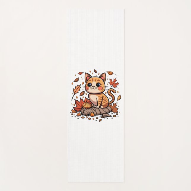 Tapis De Yoga Cute Chat En Automne (Devant)