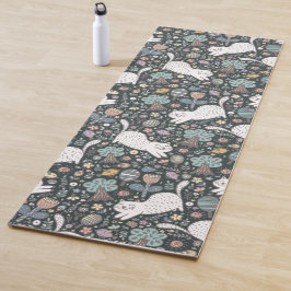 Tapis De Yoga Cute Chat Floral