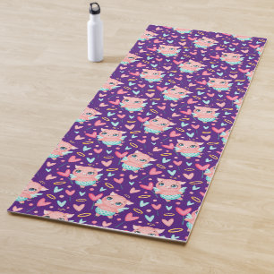 Tapis De Yoga Cute Cupid Cochon Whit Hearts Motif