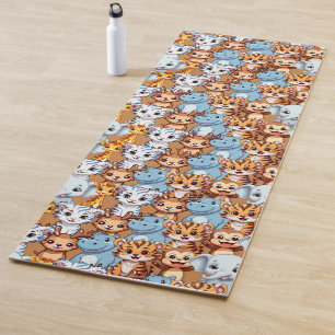 Tapis De Yoga Cute girafe hippo jungle sauvage Motif safari