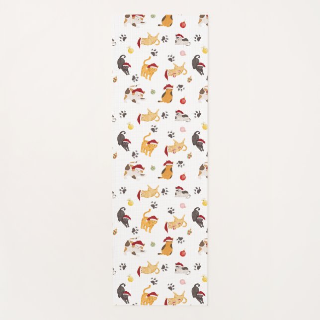 Tapis De Yoga Cute Holiday Cat Pattern (Devant)