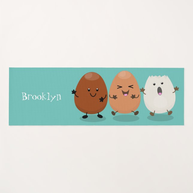Tapis De Yoga Cute kawaii oeufs humoristique dessin animé (Devant (Horizontal))