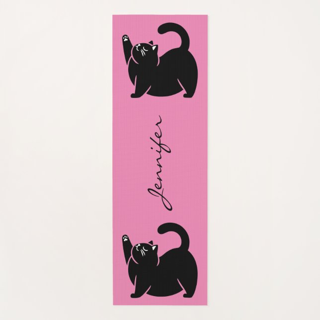 Tapis De Yoga Cute Kitty Chat noir Yoga Mat (Devant)