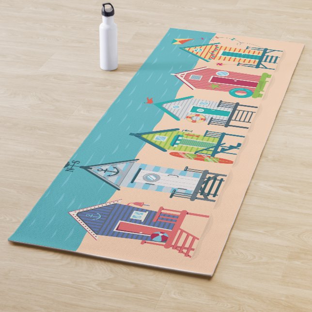 Tapis De Yoga Cute Moderne Plage Cabines Art Été Vacances (En situation)