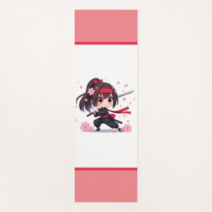 Tapis De Yoga Cute ninja guerrière fille en fleur