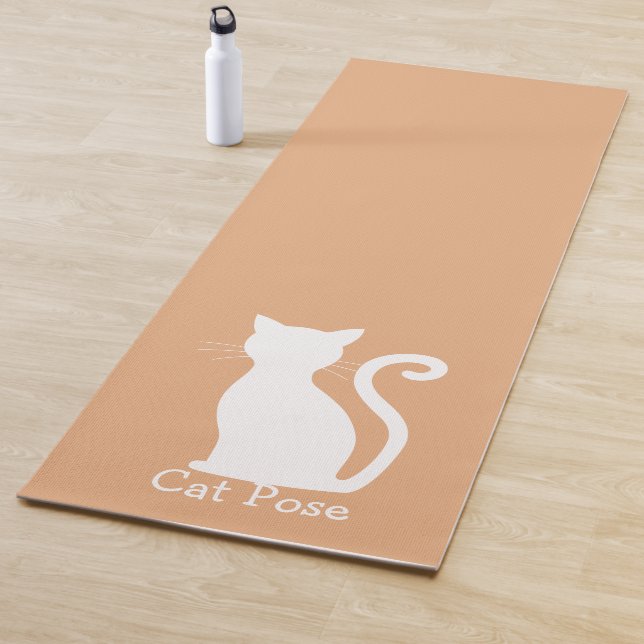 Tapis De Yoga Cute Peach Chat Silhouette Moderne (En situation)