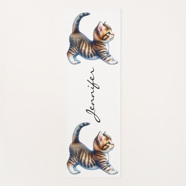 Tapis De Yoga Cute Tabby Chat Yoga Mat (Devant)