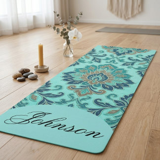 Tapis De Yoga Damassés Élégants Mandala Zen Géométrie Sacrée Sar
