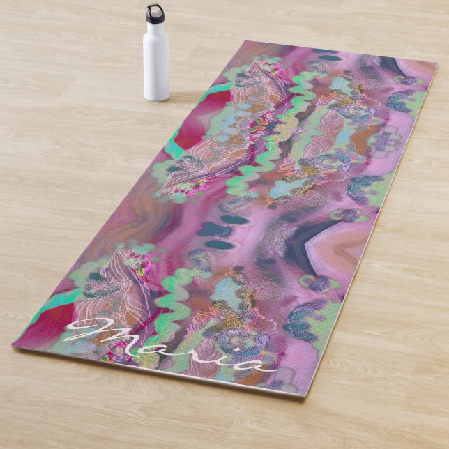 Tapis de yoga d'art Abstrait numérique Tendance ro (En situation)
