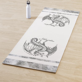 Tapis de yoga de dragon sauvage gris et blanc