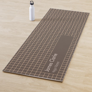 Tapis De Yoga Delicy Brown Creamy À damiers Motif