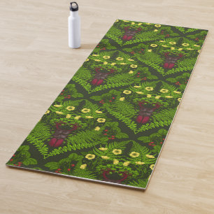Tapis De Yoga Dendroctones et fougères, feuilles verts