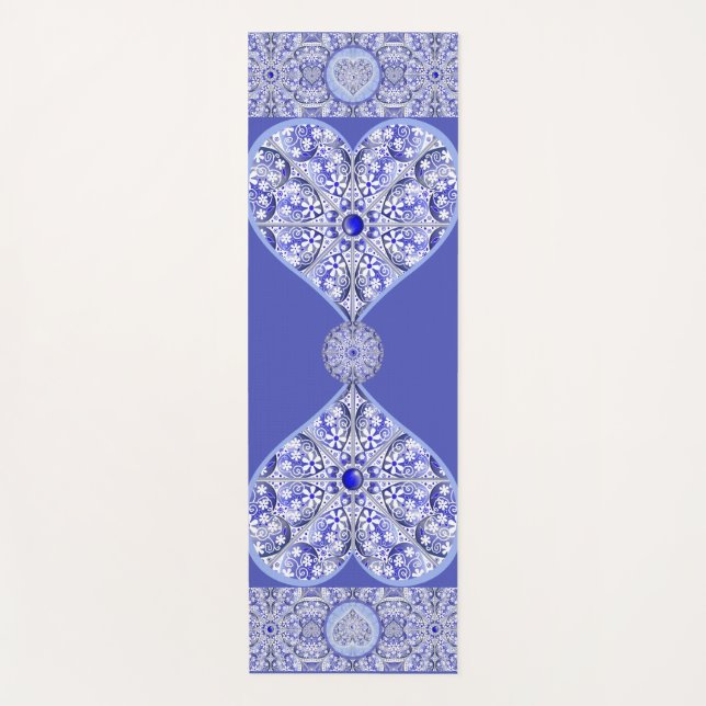 Tapis De Yoga Dentelle en céramique Bleu de Grèce (Devant)