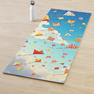 Tapis De Yoga Des cerfs-volants joyeux grimpent en flèche