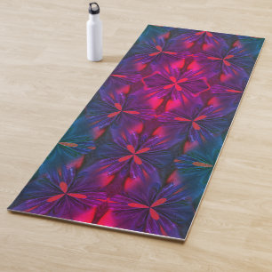 Tapis De Yoga Design Abstrait Bleu Et Rouge Violet