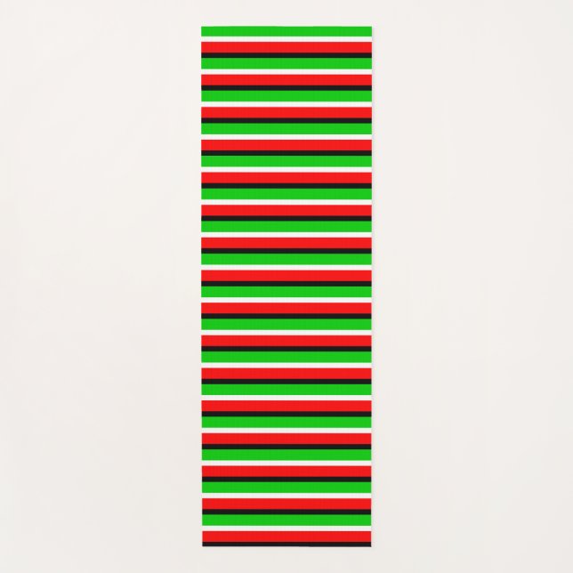 Tapis De Yoga Design Motif Red Green Stripes (Devant)