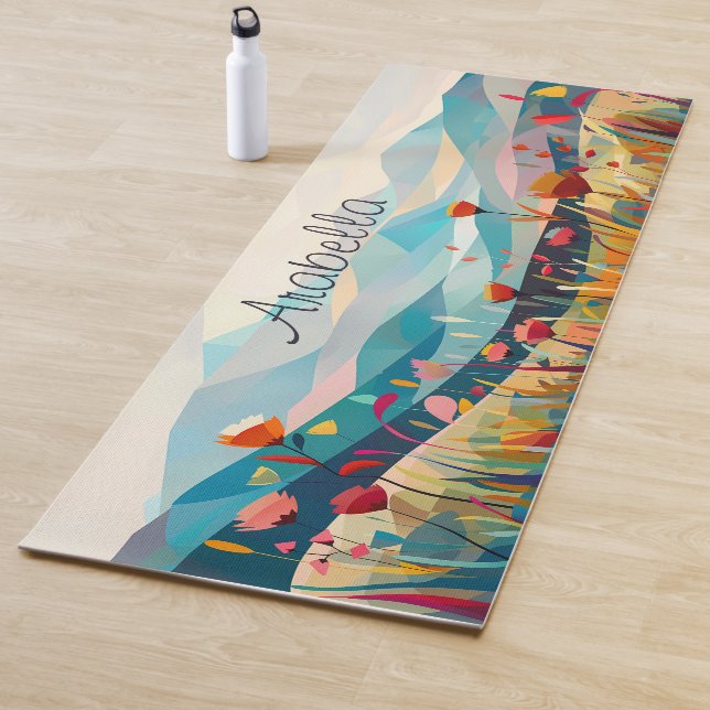 Tapis De Yoga Dessin d'aquarelle artistique moderne méditation (En situation)
