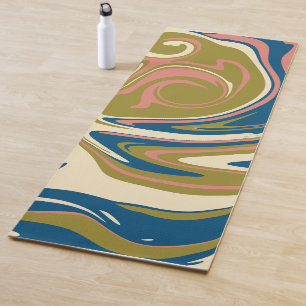 Tapis De Yoga Déversement - Bleu, Vert olive, Rose et Crème