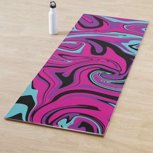 Tapis De Yoga Déversement - rose, violet, bleu et noir (En situation)