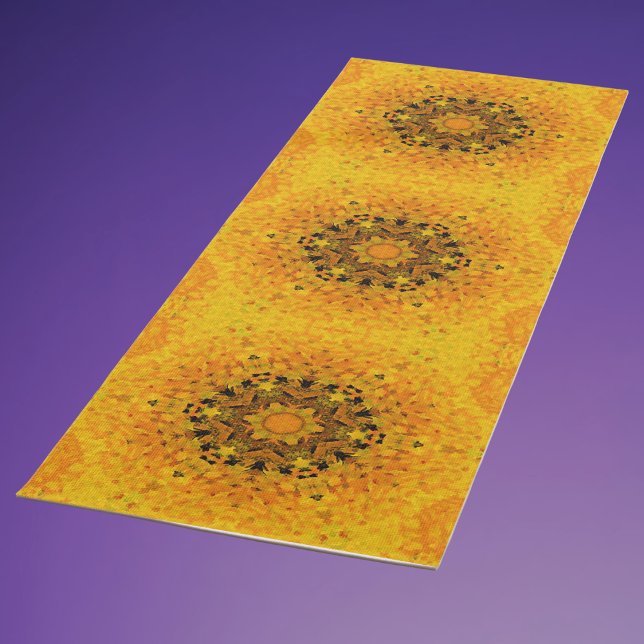 Tapis De Yoga Digital Mandala jaune et noir (Créateur téléchargé)