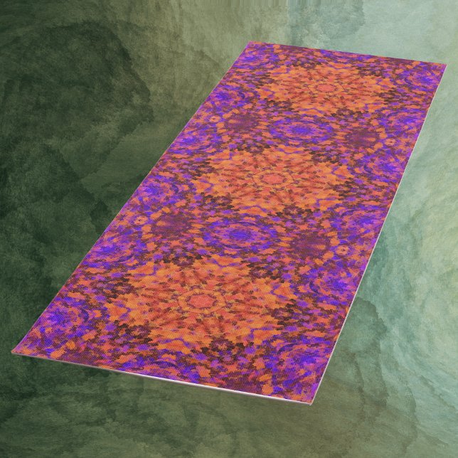Tapis De Yoga Digital Mandala Orange Blue et Purple (Créateur téléchargé)