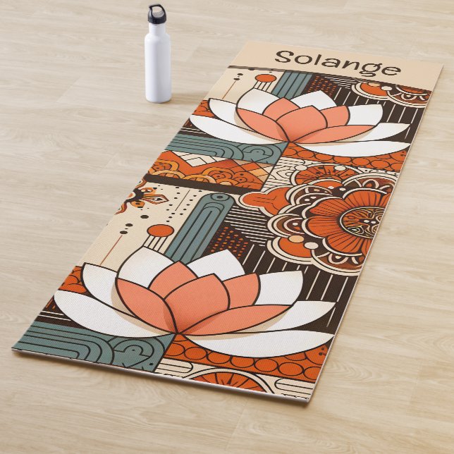Tapis De Yoga Diseño rétro de flores de Lotus (En situation)