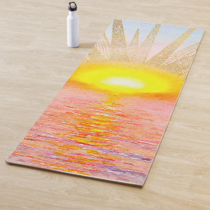 Tapis De Yoga Doodles dorés de la mer de couleur Watercolor Man