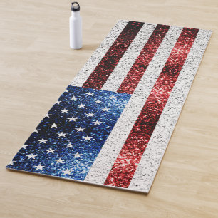 Tapis De Yoga drapeau américain rouge blanc brillant parties sci