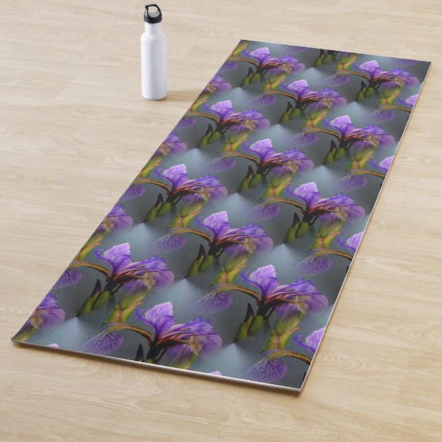 Tapis De Yoga Drapeau bleu Iris Fleur Nature Motif d'art (En situation)