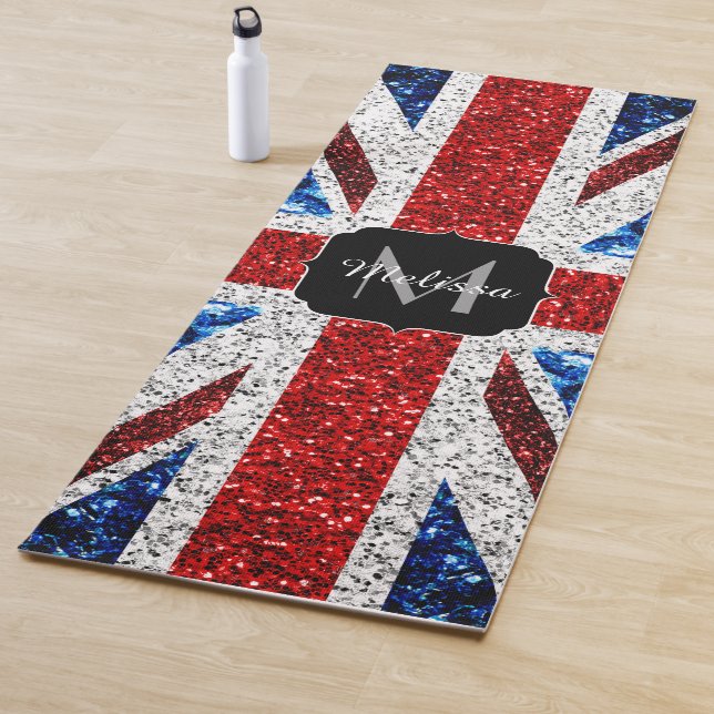 Tapis De Yoga Drapeau rouge bleu blanc brillant parties scintill (En situation)