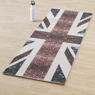 Tapis De Yoga Drapeau rustique UK rouge bleu étincelants parties