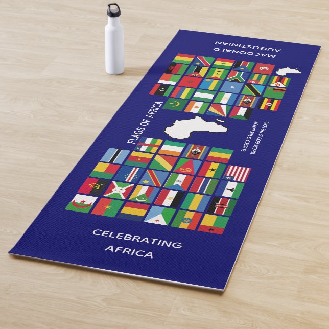 Tapis De Yoga DRAPEAUX DE FÊTE BLEUS Personnalisés D'AFRIQUE (En situation)