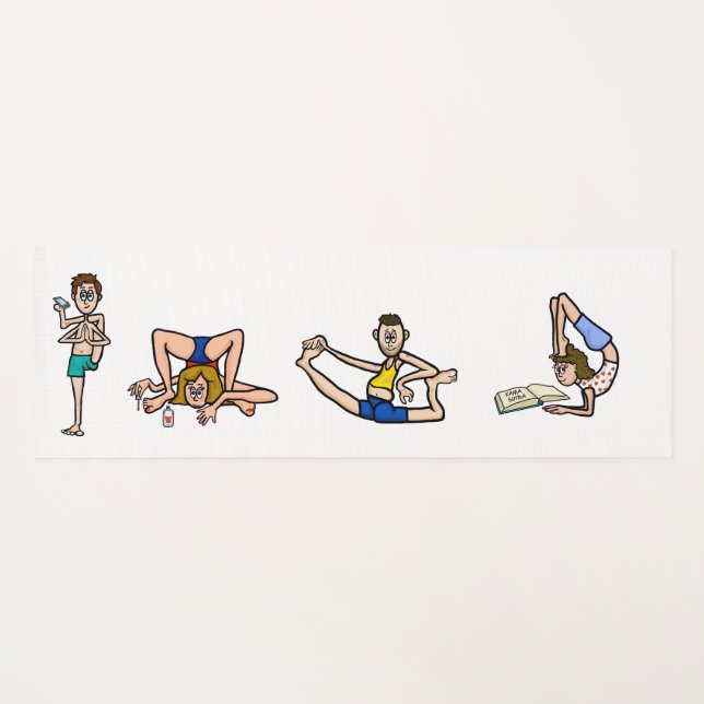 Tapis De Yoga Drôle Cartoon Yoga Personnes Yoga Mat (Devant (Horizontal))