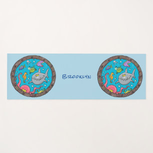 Tapis De Yoga Drôle des créatures marines sous l'eau dessin anim