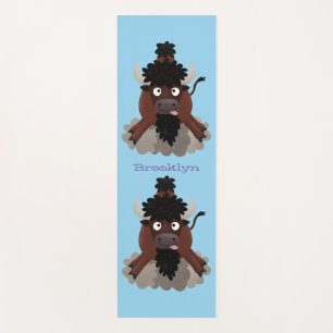 Tapis De Yoga Drôle dessin animé de bison de buffle