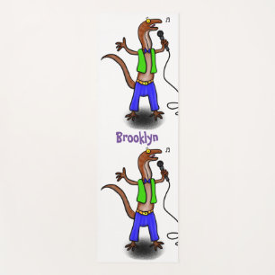 Tapis De Yoga Drôle lézard chantant avec bande dessinée de micro