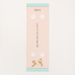 Tapis De Yoga Drôle & mignon chien s'étirant sur rose roux
