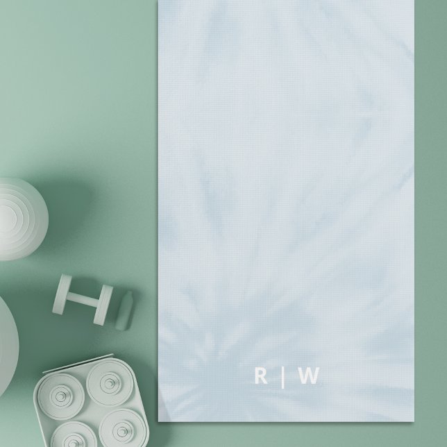 Tapis De Yoga Dye | Pastel Blue Modern Stylish Monogram (Créateur téléchargé)